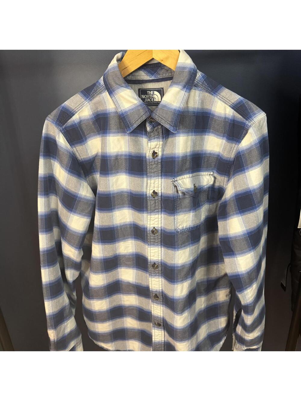 The North Face Flannel Shirt Mens M Blue Plaid Cotton